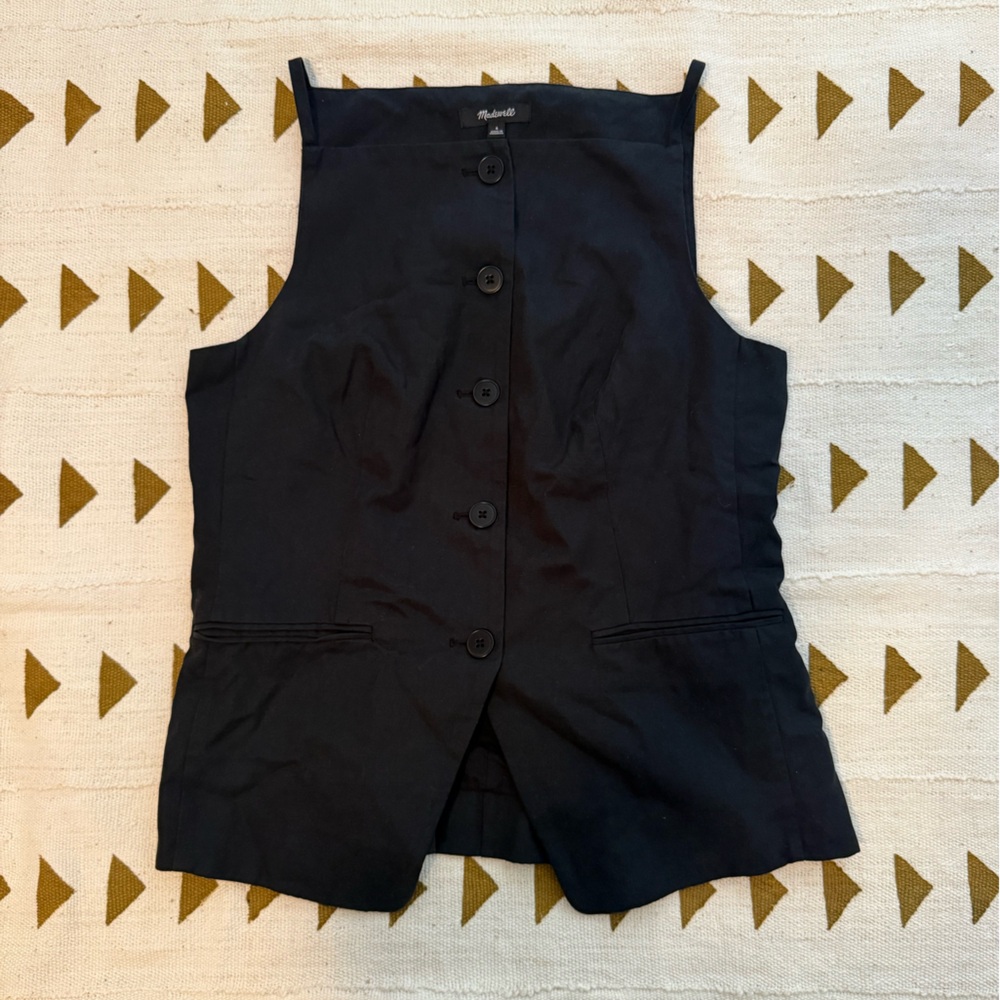 Madewell Black Button-Up Vest